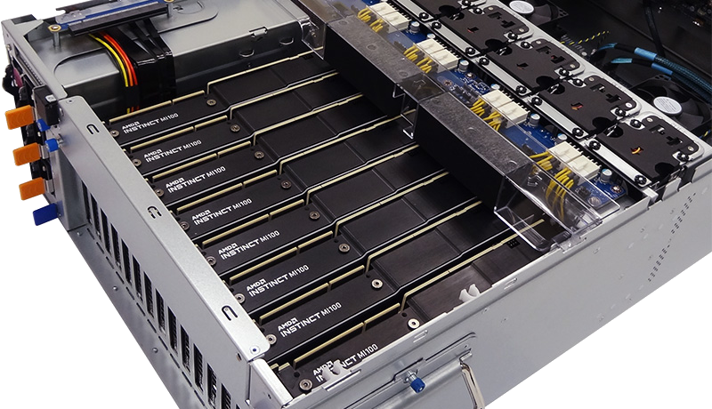 Eight AMD Instinct MI100 cards in an 8-GPU chassis